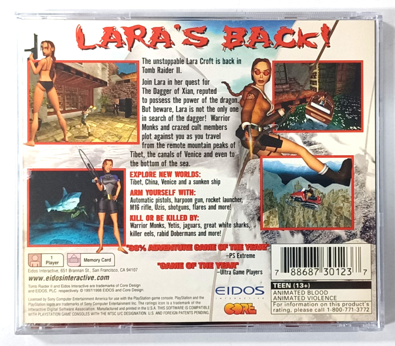 Tomb Raider II 2 (PlayStation 1, PS1) Mint Cond. CIB Complete w/ Reg & Tested