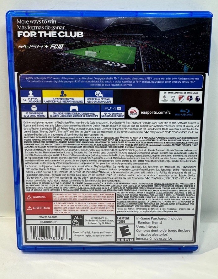 EA Sports FC 25 Play Station PS4 Sony PlayStation 4 Game Disc Case