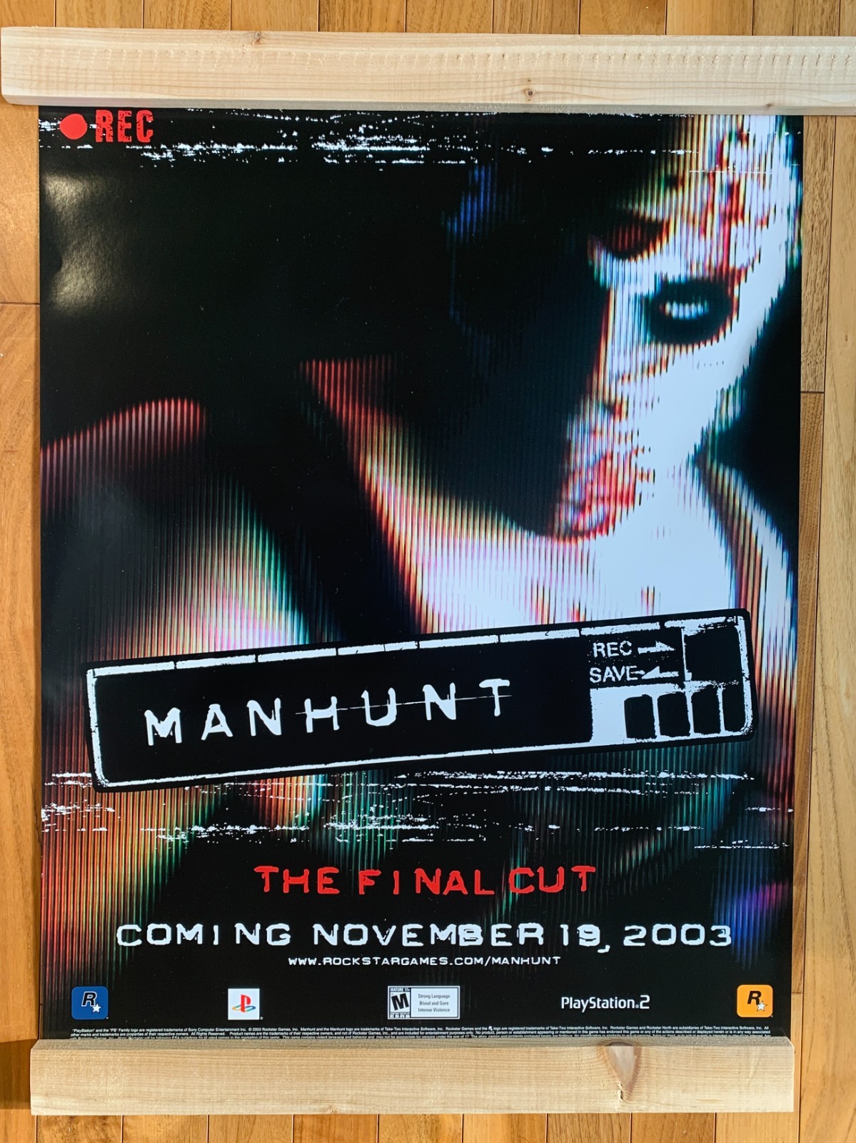 Rare (2003) Original MANHUNT PlayStation 2 Video Game Release Promo Poster