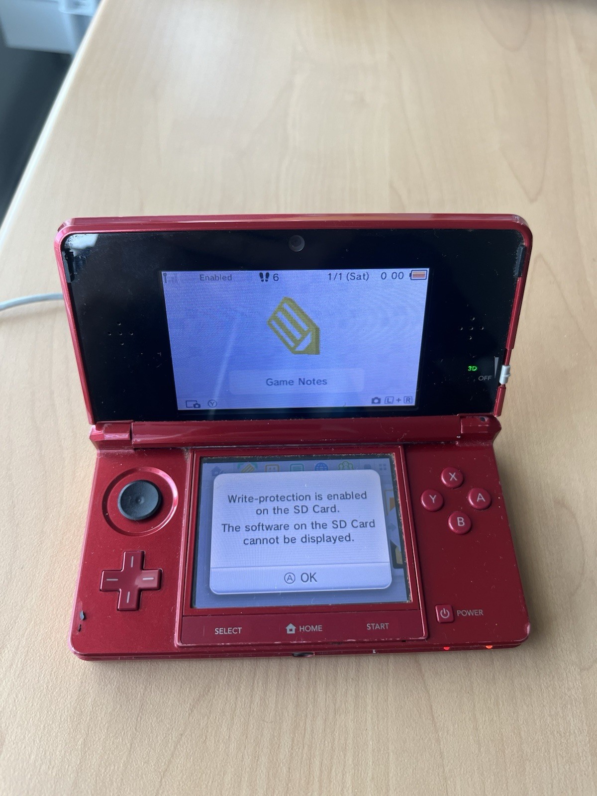 Nintendo 3DS Red Console North America OEM Charger+Pokemon Y READ SHIPS TMR