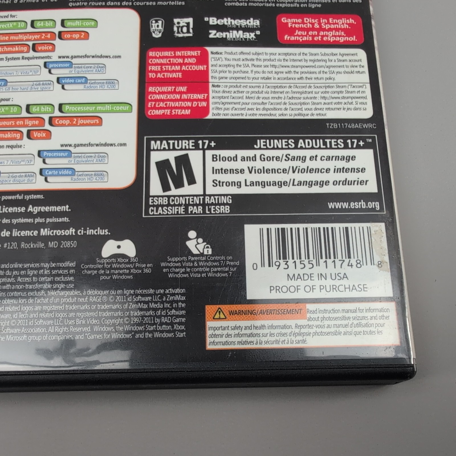 Rage Anarchy Edition PC DVD Video Game Multiplayer Shooter