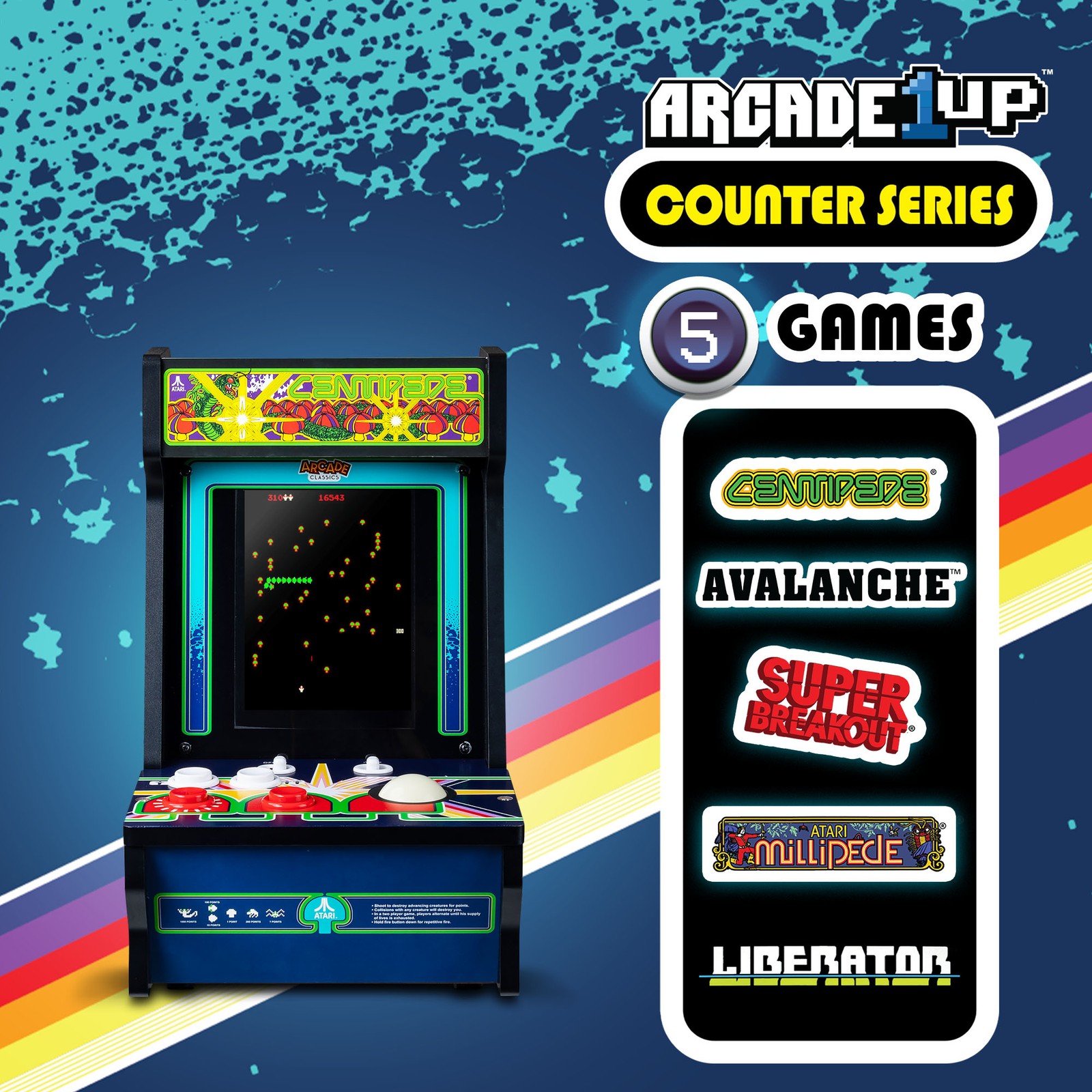 Arcade Classics Atari Centipede Counter Series Arcade Game with 8 Inch Screen