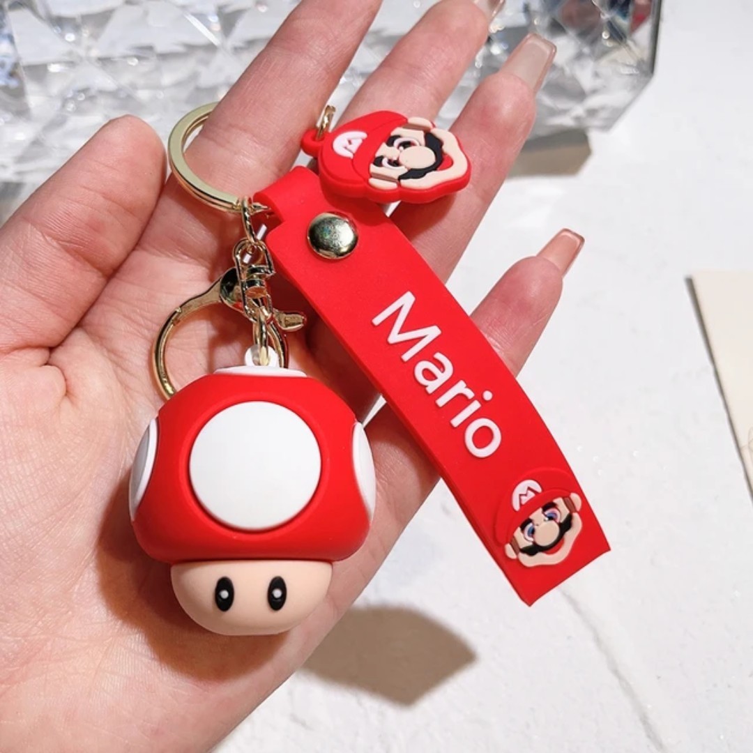 Super Mario Bros Keychain Figure 3D Backpack Clip Keyring Mushroom Backpack New