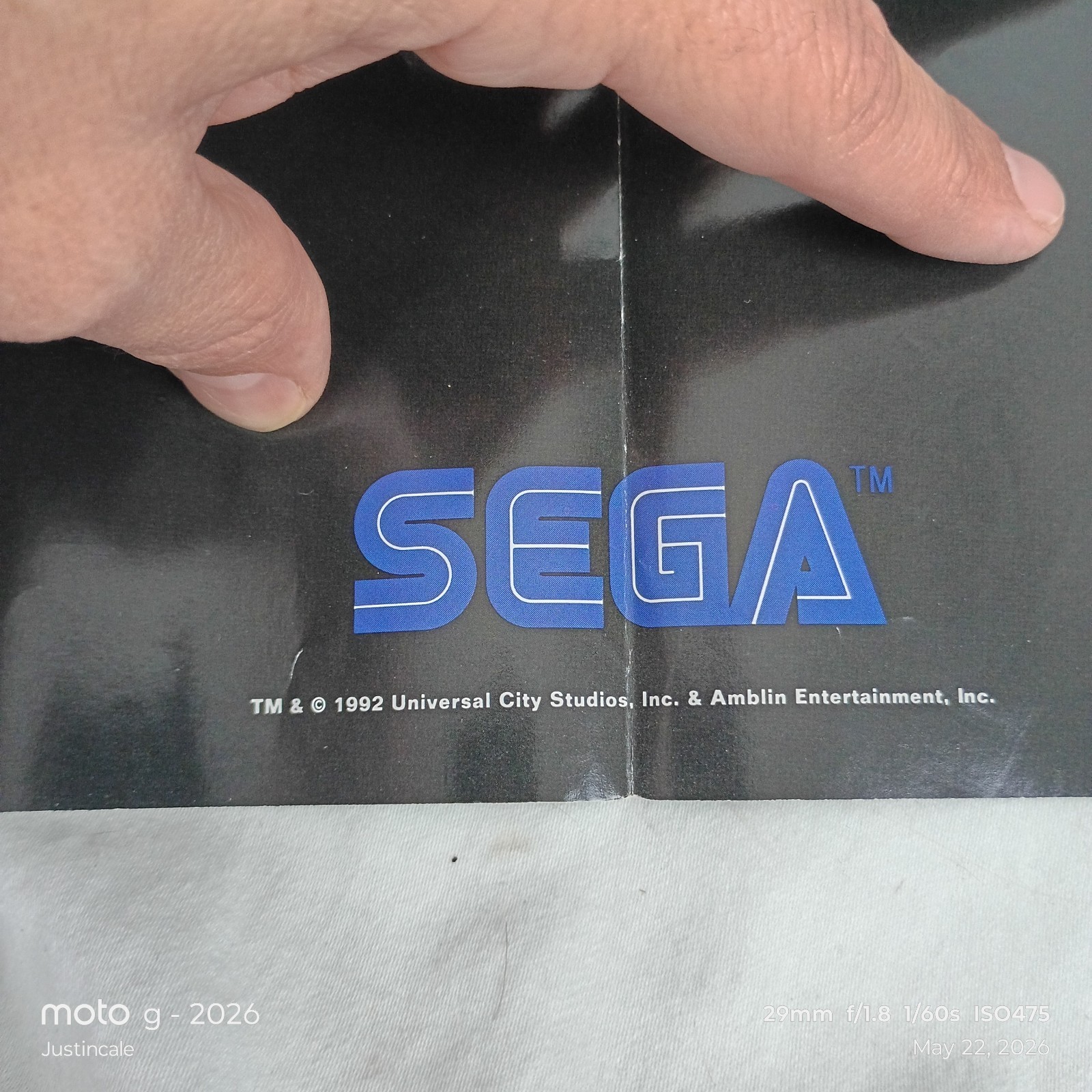 Sega Welcome To The Next Level – Jurassic Park Poster Fold Out Insert – Vintage!