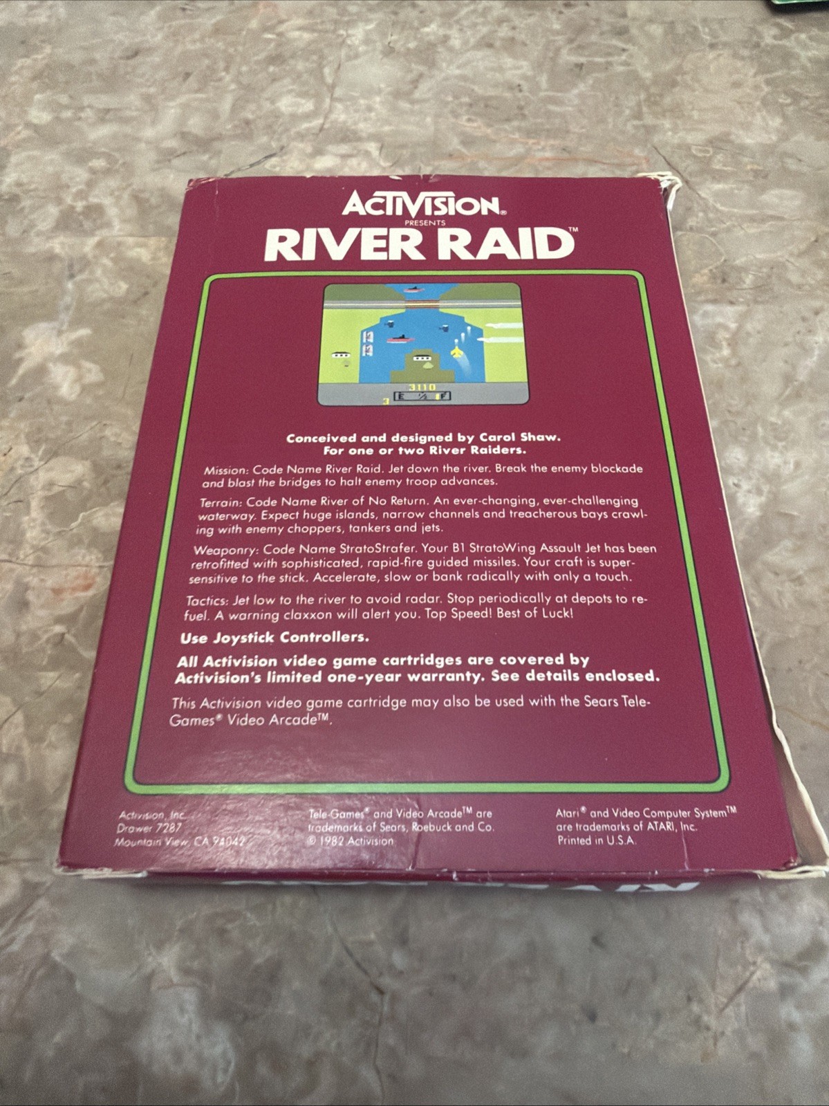 Vintage Atari 2600 RIVER RAID With Box Manual Game Tested