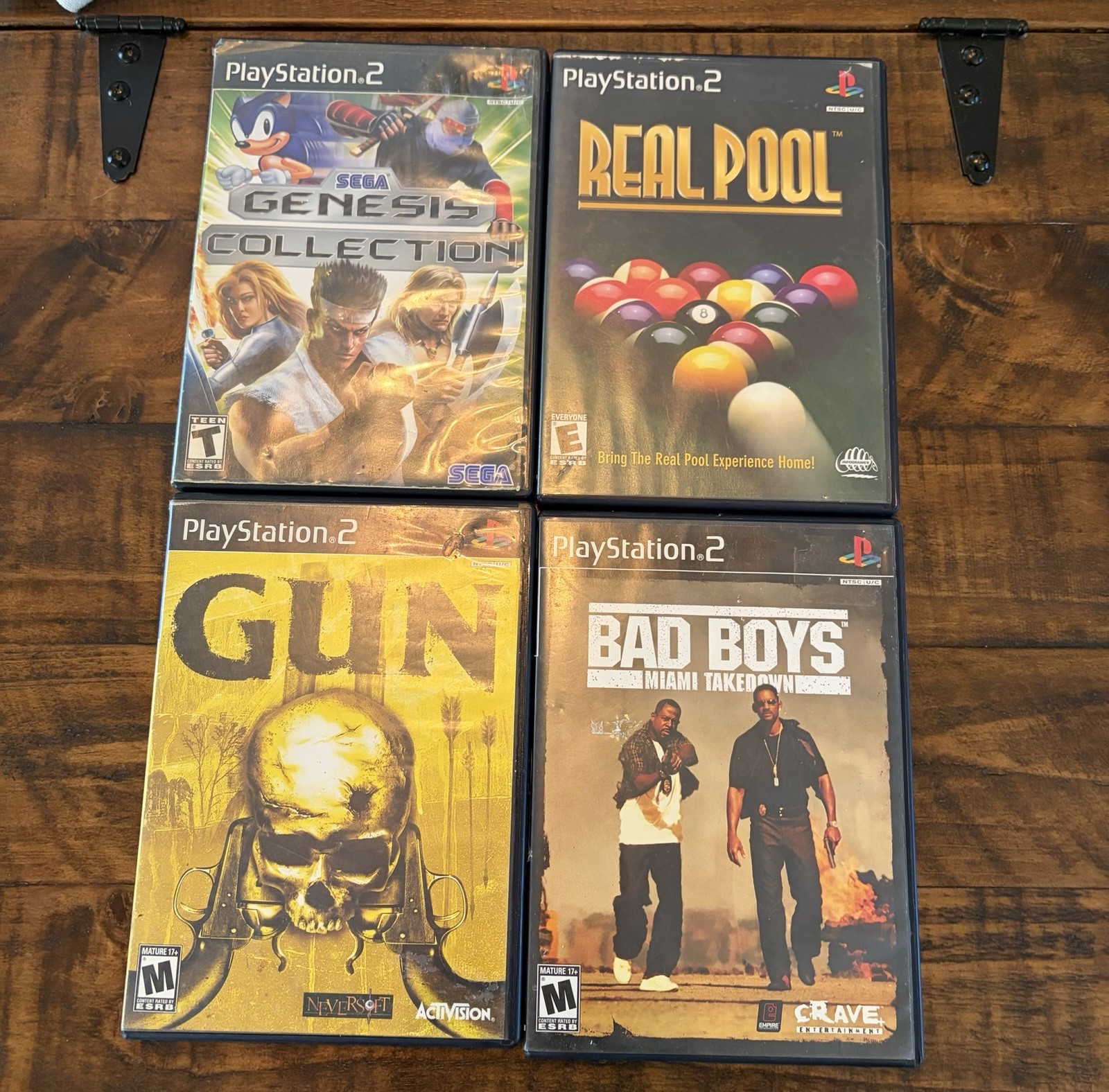 PS2 Lot Of 4 Games: Sega Genesis Collection, Real Pool, G*n, Bad Boys Works