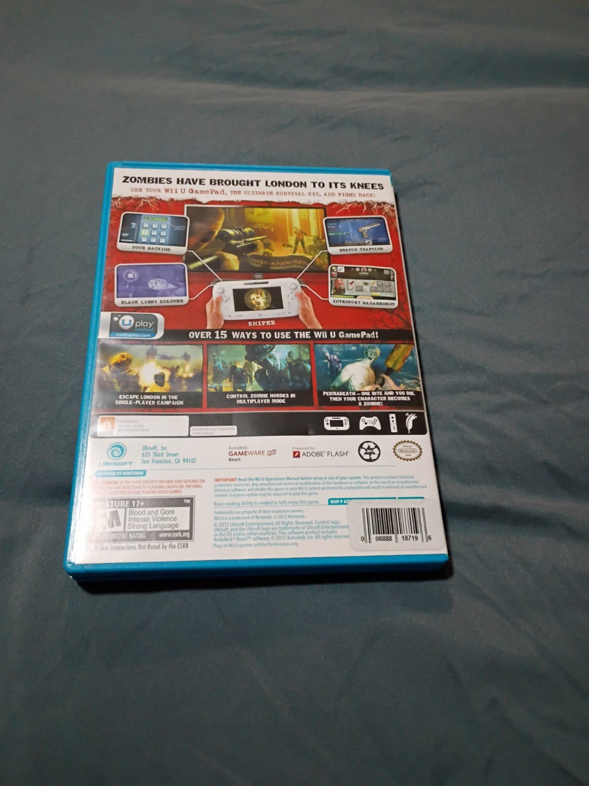 Zombie U Nintendo Wii U Complete Game with Case and Manual