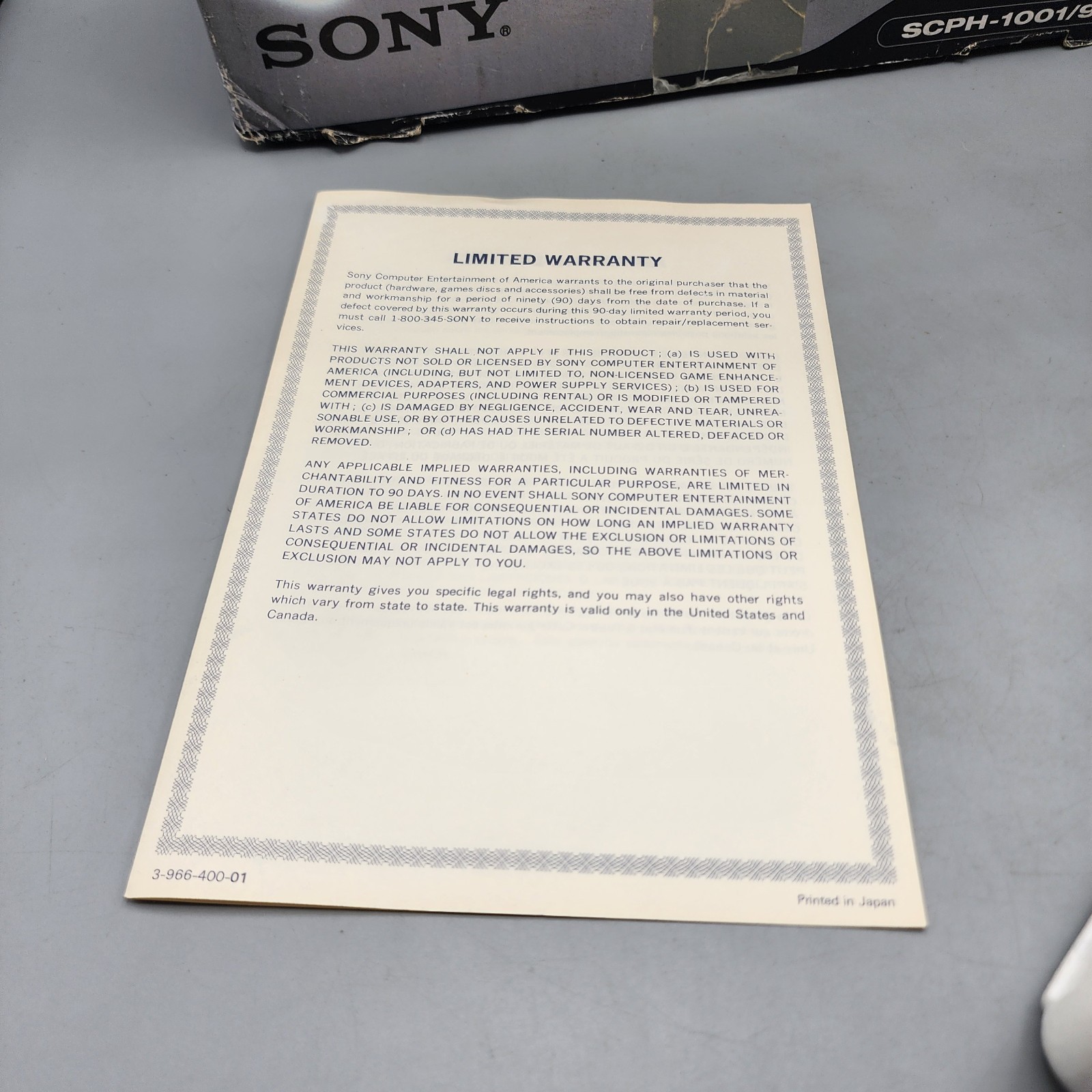 Sony PlayStation SCPH-1001 Console Box, Foam & Insert ONLY / No Console / READ