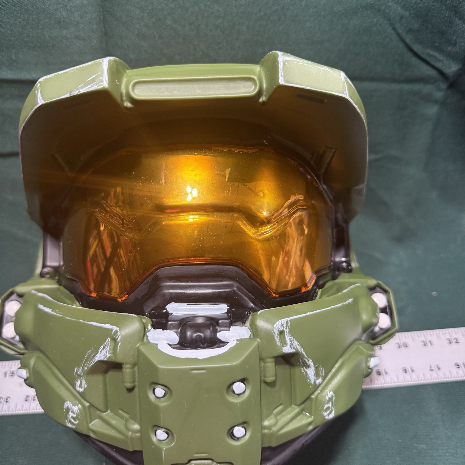 Halo Master Chief Spartan Helmet Costume Cosplay Mask Green Amber Visor Adult