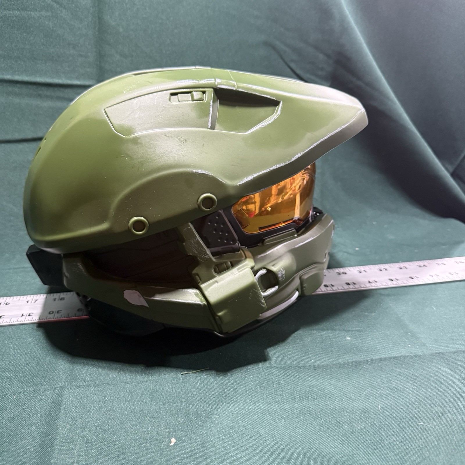 Halo Master Chief Spartan Helmet Costume Cosplay Mask Green Amber Visor Adult