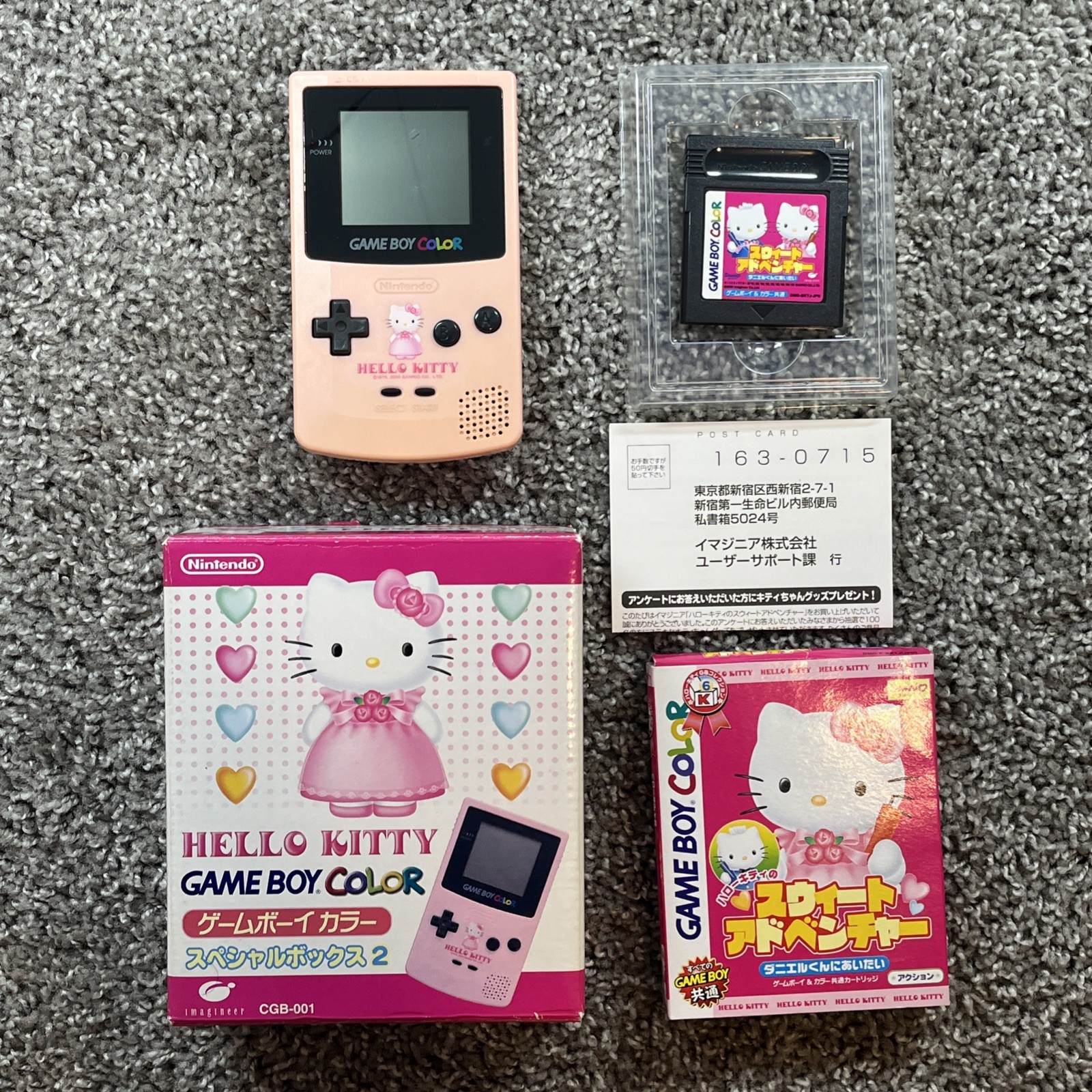 Nintendo Game Boy Color Hello Kitty Special Box 2 CGB-001 7011 with Box and Game