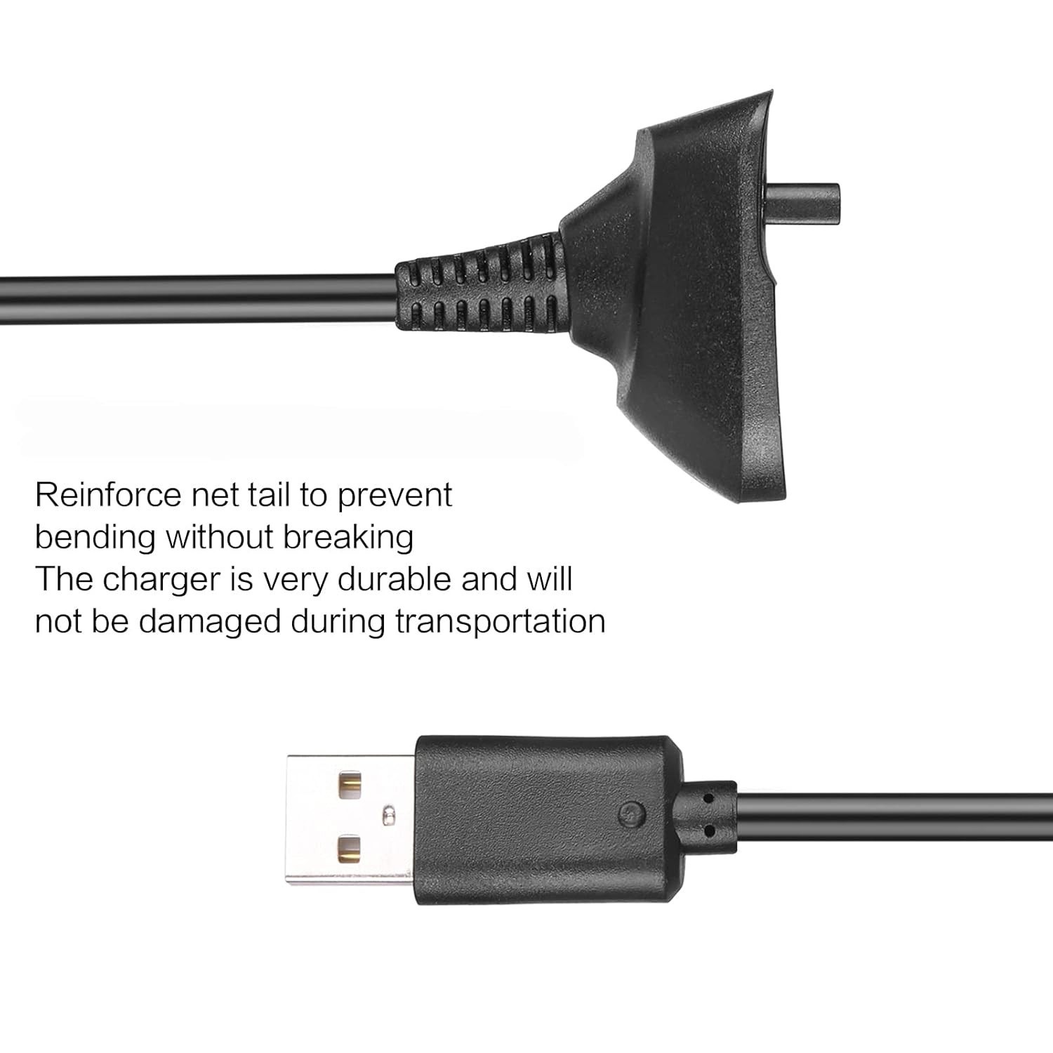 USB Charging Cable Replacement Charger For Xbox 360 Black Wireless Controller