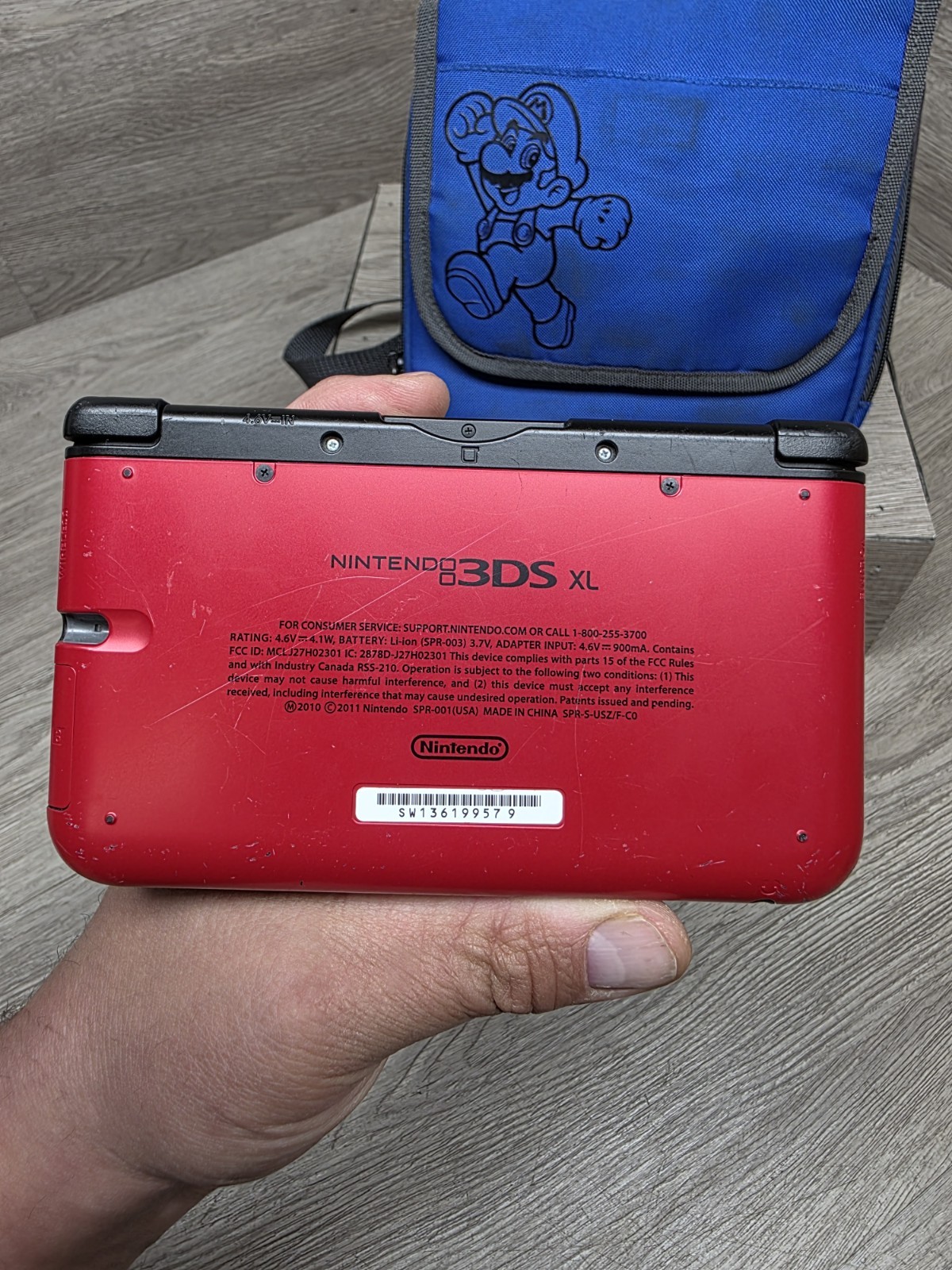 Nintendo 3DS XL SPR-001 Handheld Console Flame Red & Black with Carrying Case