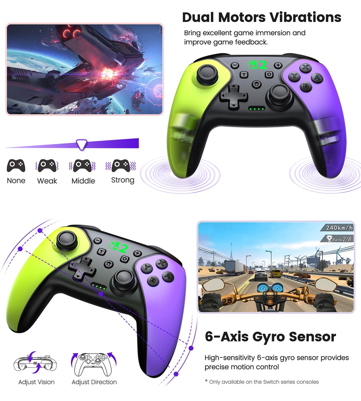 Wireless Pro Switch 2 Controller for Switch 2/Switch/Lite/OLED/Android/iOS