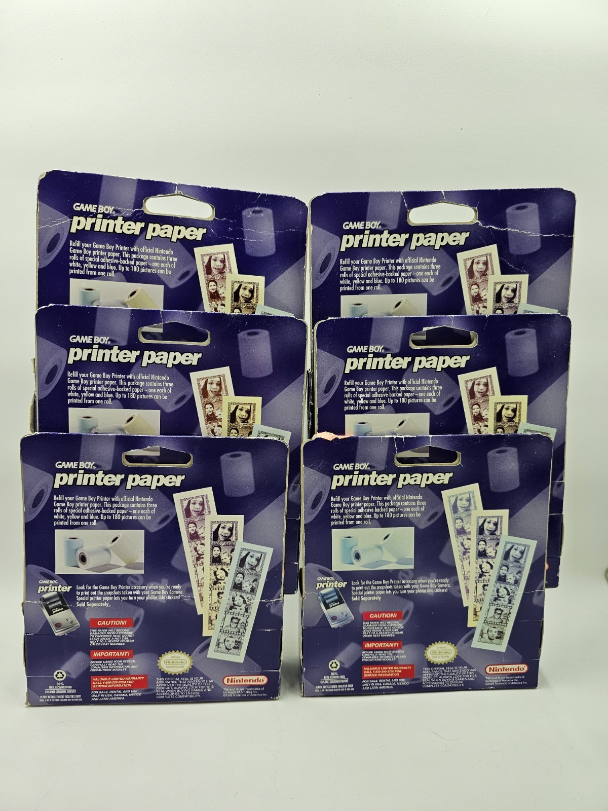 Game Boy Printer Paper (3x) Rolls per box. White Yellow Blue paper colors. NIB