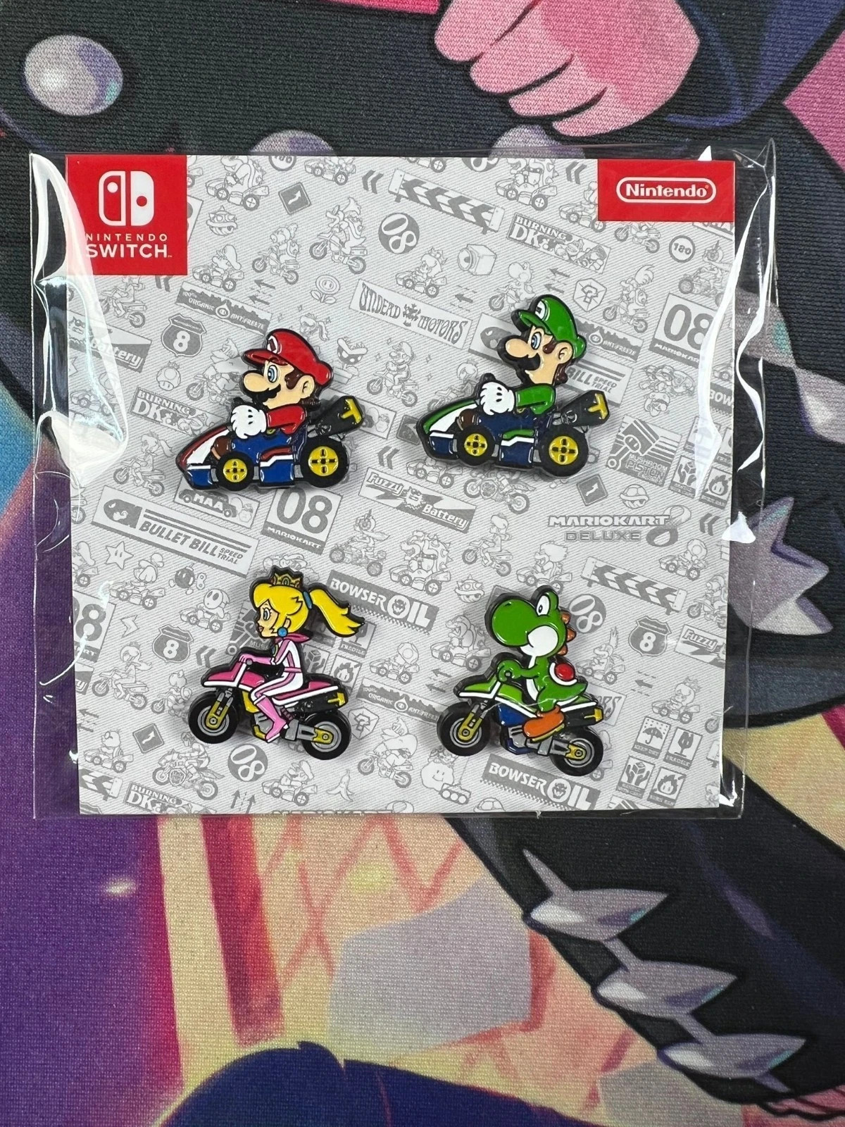Mario Kart 8 Deluxe Enamel Pin Badge Set (Nintendo Switch Promo, 4-Pack) New