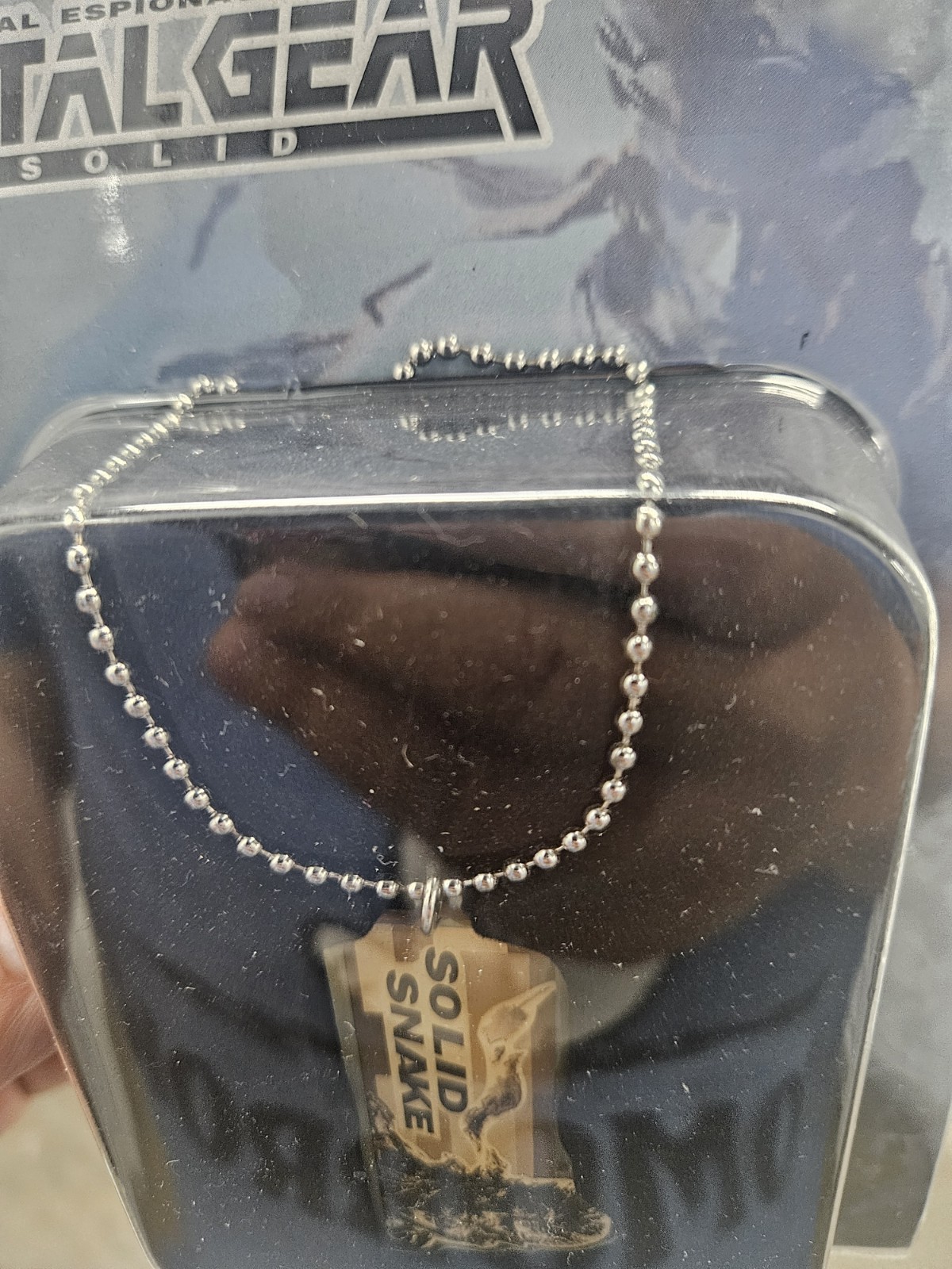 1998 Vintage Metal Gear Solid Necklace Dog Tag Solid Snake HTF