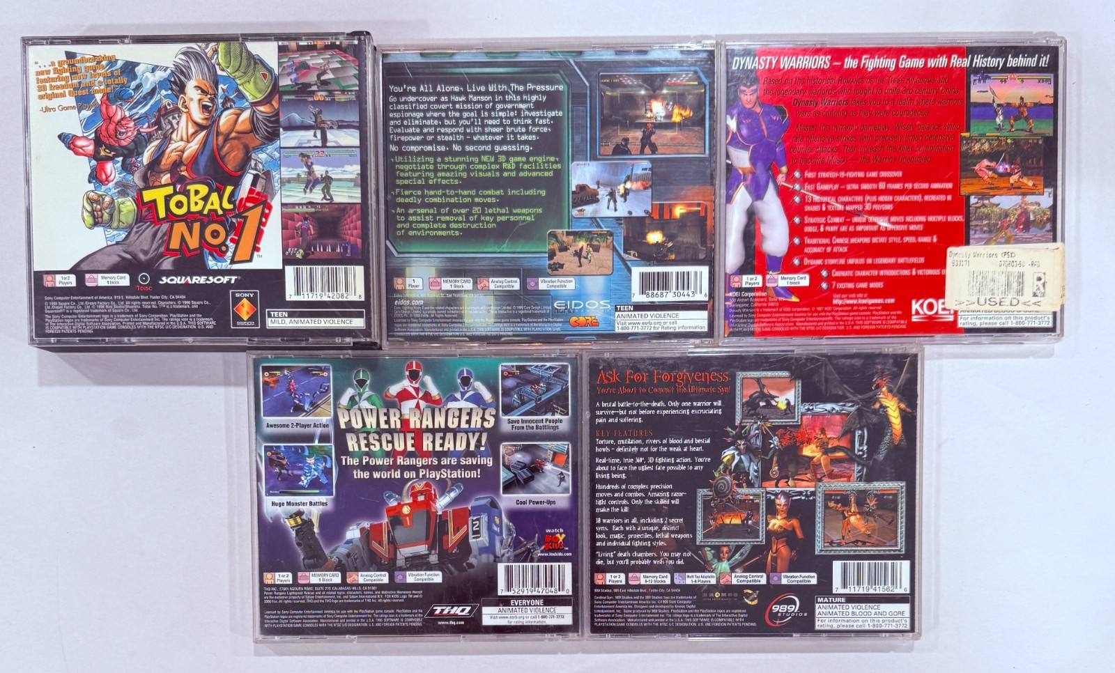 PlayStation 1 Games Lot – Dynasty Warriors, Tobal No 1, Power Rangers Rescue