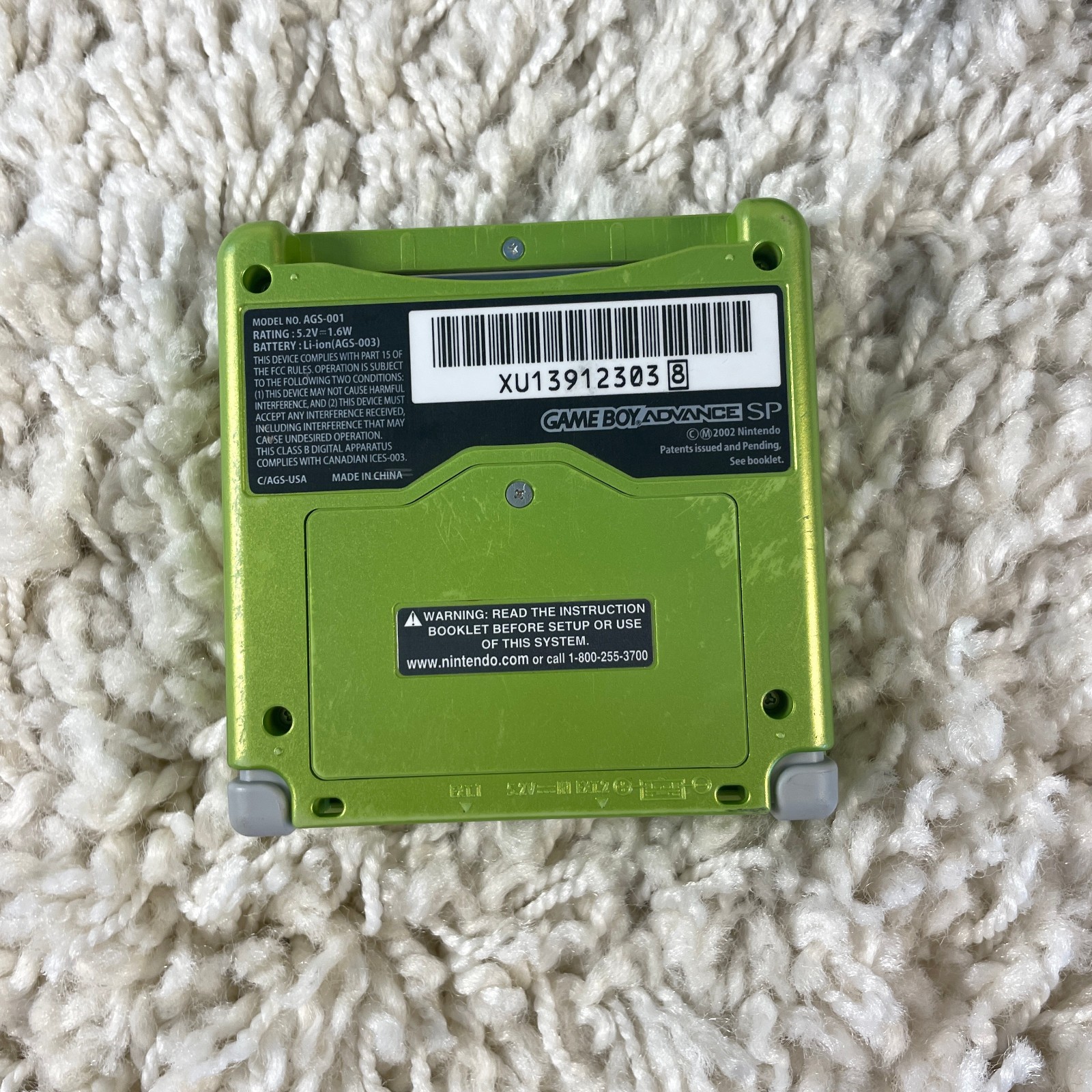 Nintendo Game Boy Advance SP GBA SP Lime Green Handheld System AGS-001 Tested