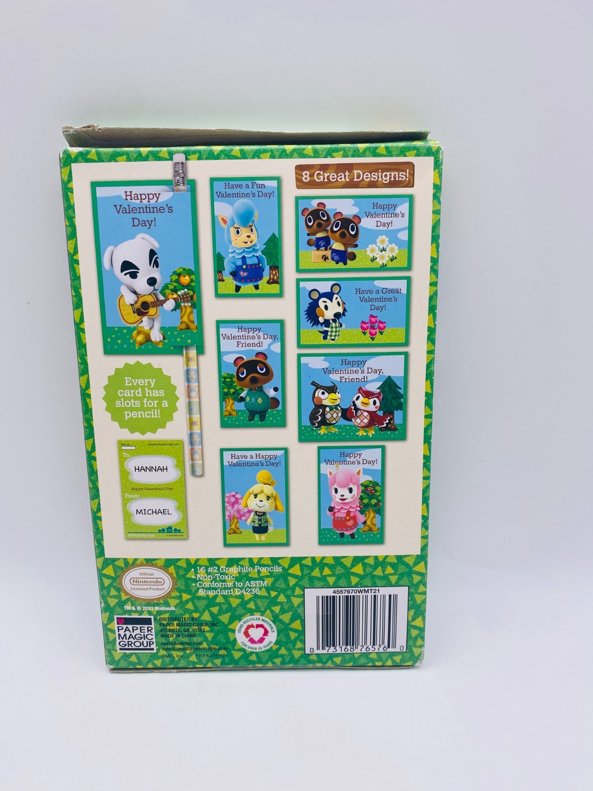 VERY RARE Animal Crossing 16 Count Pencil Valentine Collector Box NEW Open box