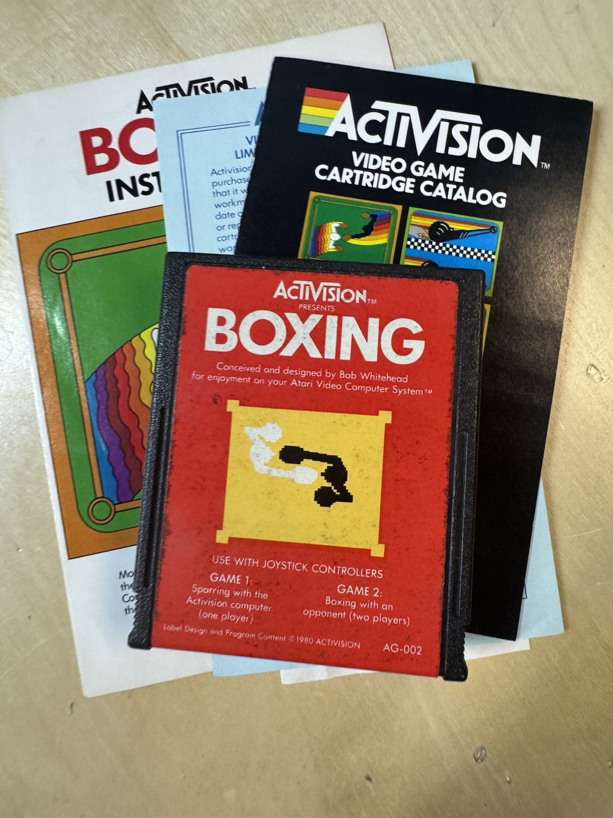 Activision Boxing Atari 2600 Video Game Cartridge AG-002 with Box and Manual