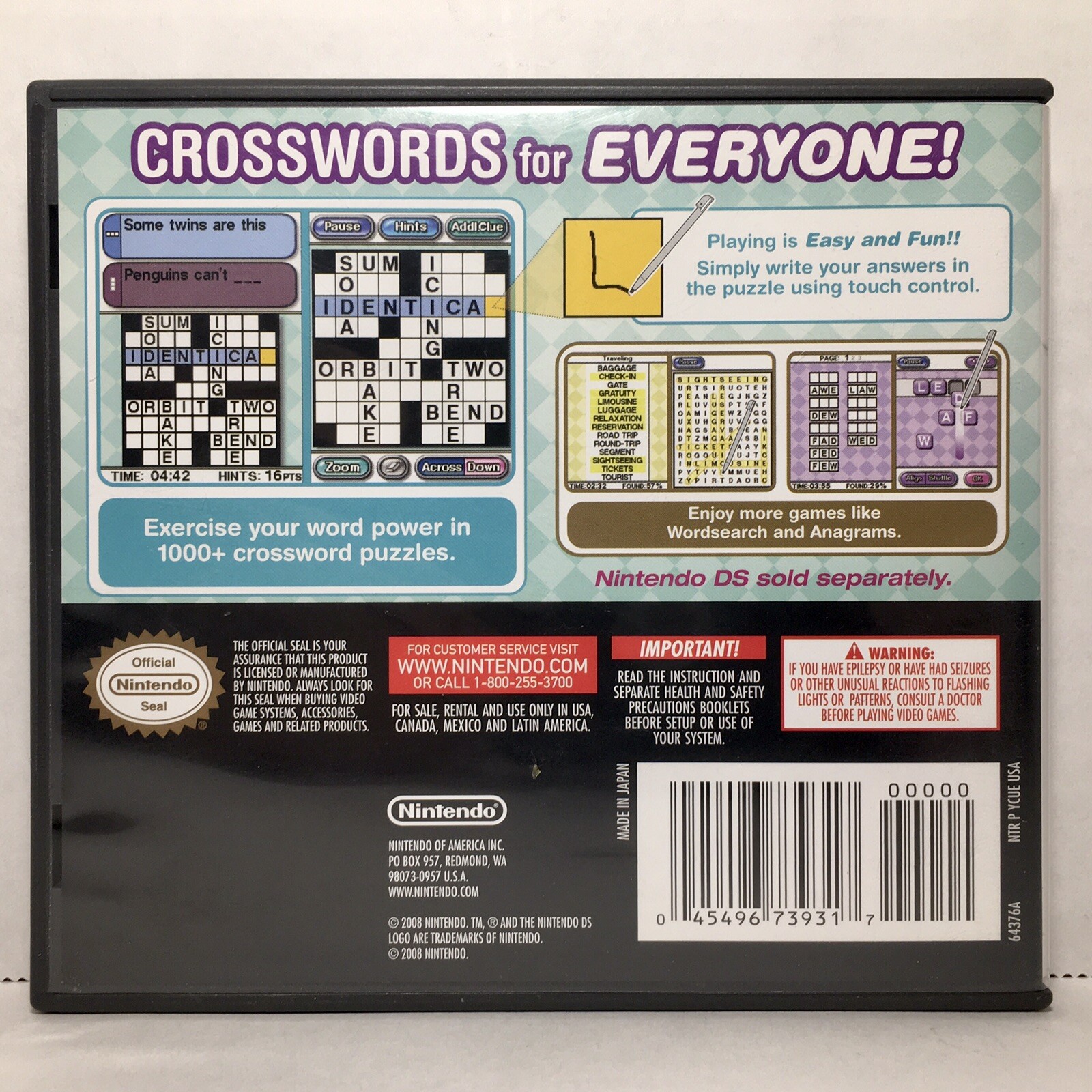 Crosswords DS (Nintendo DS, 2008) CIB