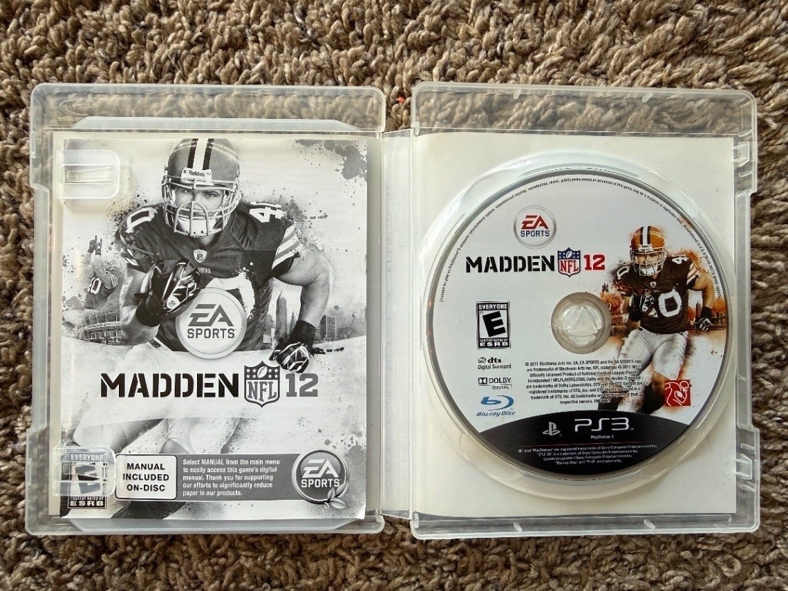 Madden NFL 12 PS3 Sony PlayStation 3 Game Disc Case & Manual EA SPORTS