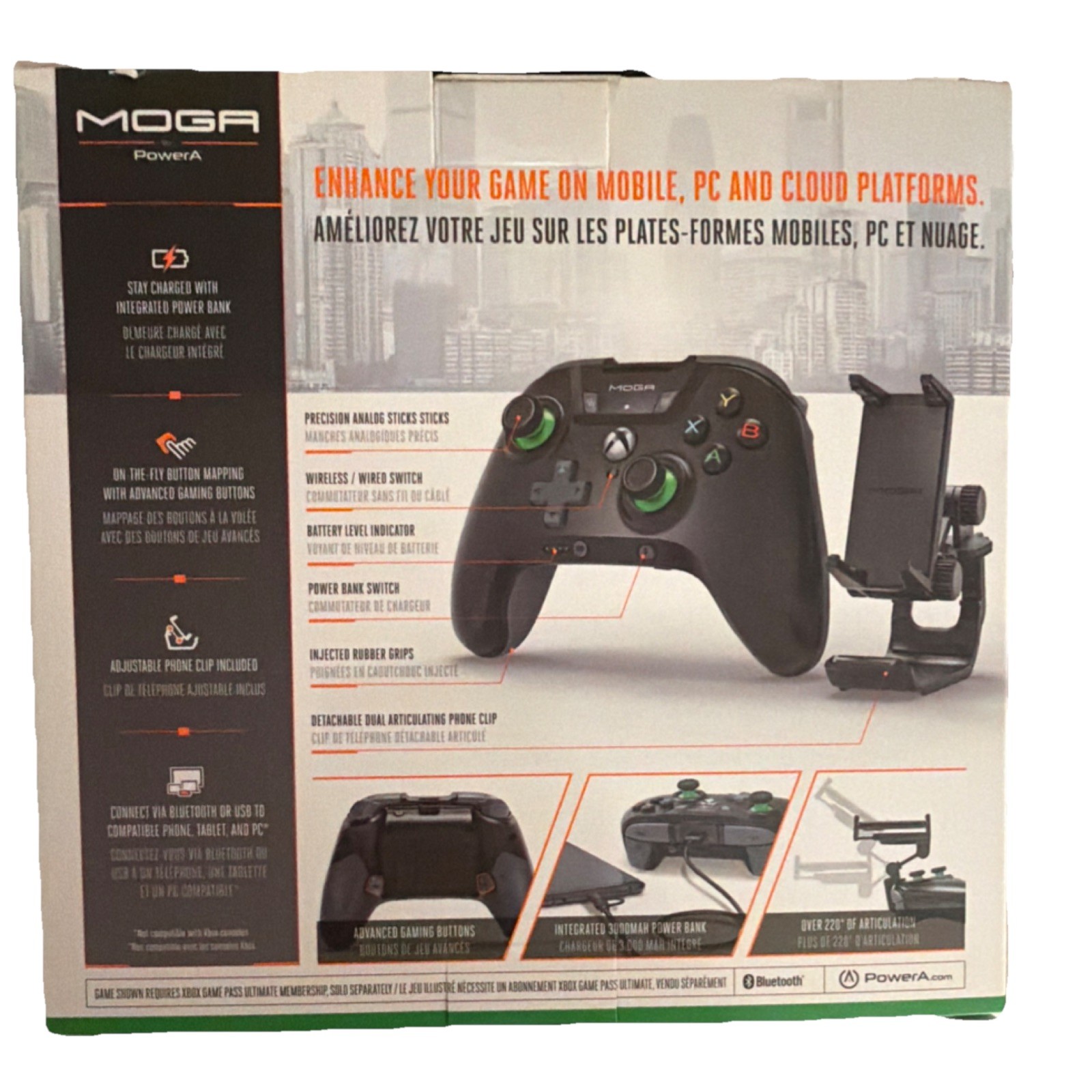 PowerA Moga XP5-X Plus Bluetooth Controller Android Xbox PC, 3000mAh Power Bank