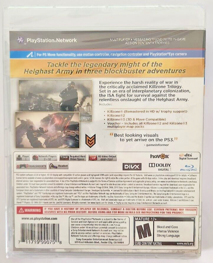 Killzone Trilogy PS3 Brand New Game (2012 First-Person Shooter)