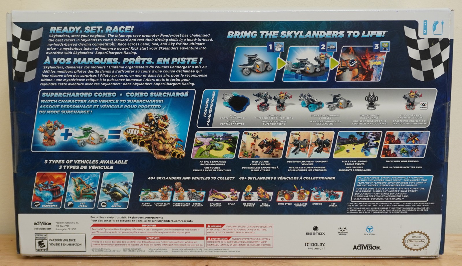 Sealed Wii Skylanders Super Chargers Racing Dark Edition Bowser, Plane, Trophy