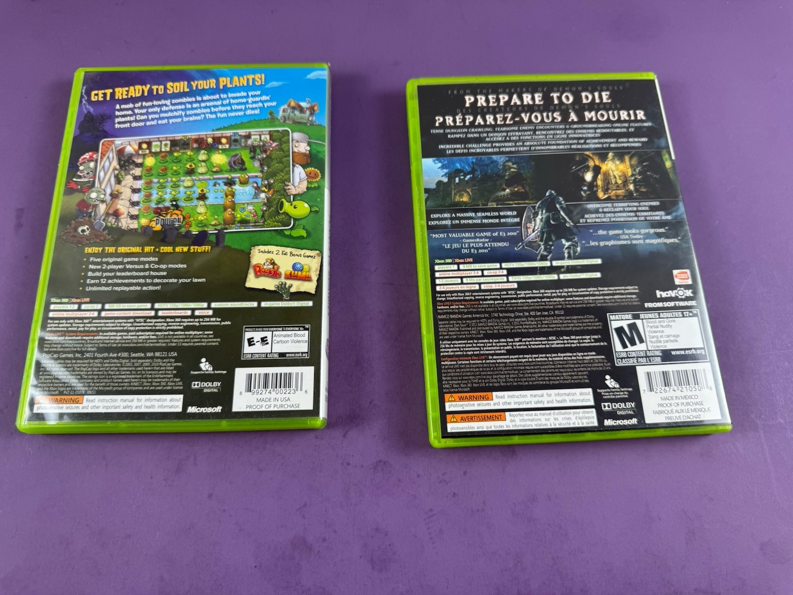 Plants Vs Zombies & Dark SoulsXbox 360 Lot Tested