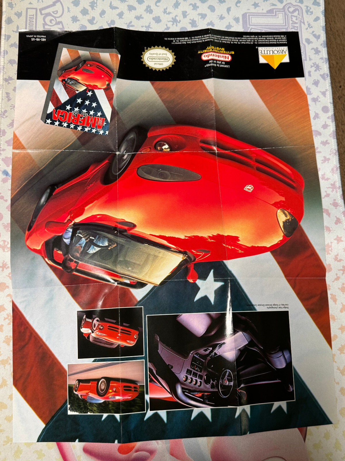 Nintendo NES Absolute RACE AMERICA POSTER insert Extremely RARE ABS-RB-US NrMINT