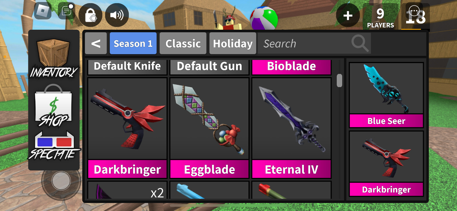 mm2 weapons (all colors seers, heat , bio blade, Eternal etc)