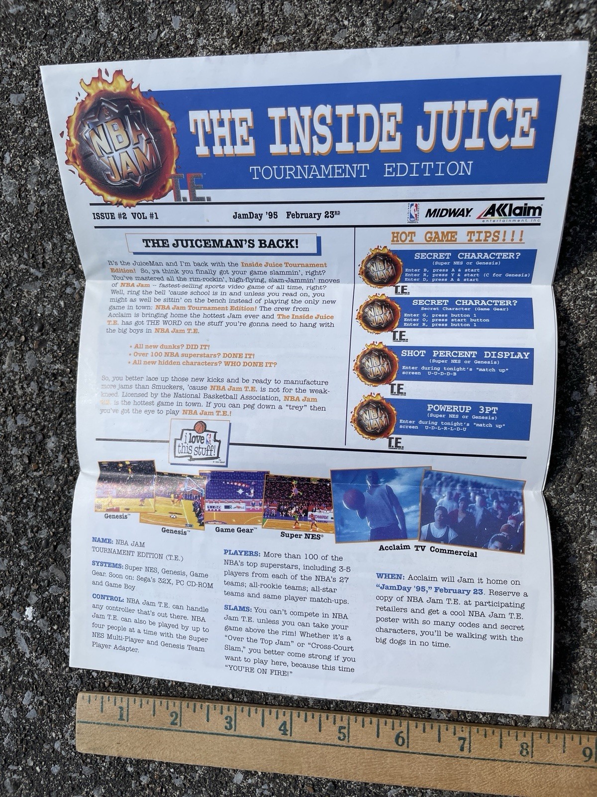 Rare NBA Jam Inside Juice Newsletter 1995 Video Gaming