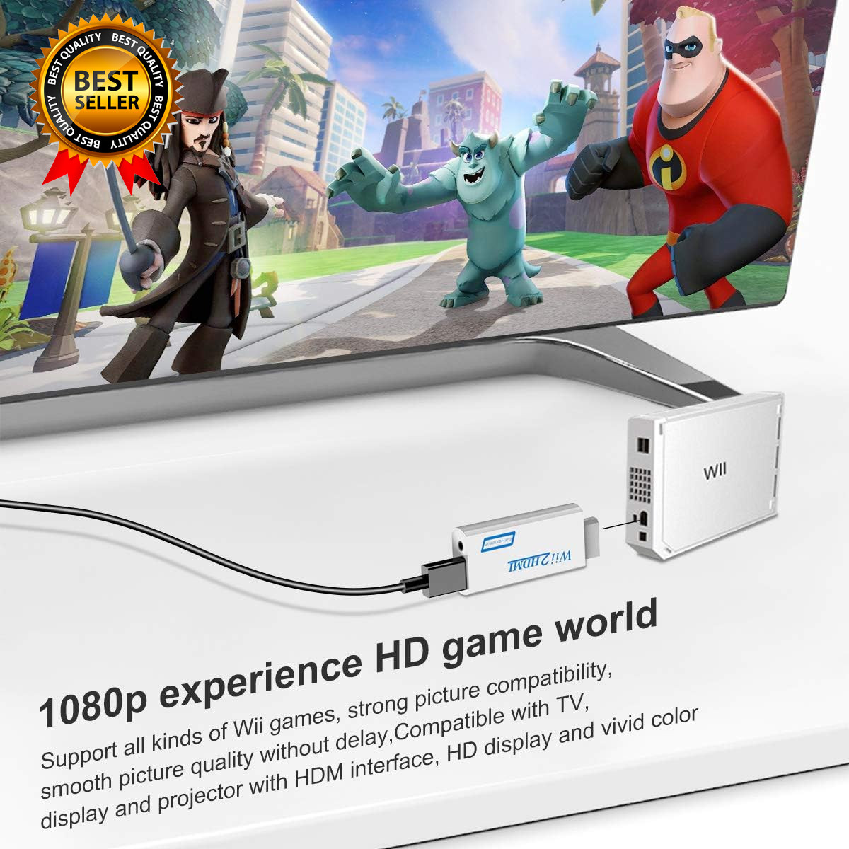 Wii to HDMI Adapter Converter with 3.5Mm Audio Jack & 1080P 720P HDMI Output