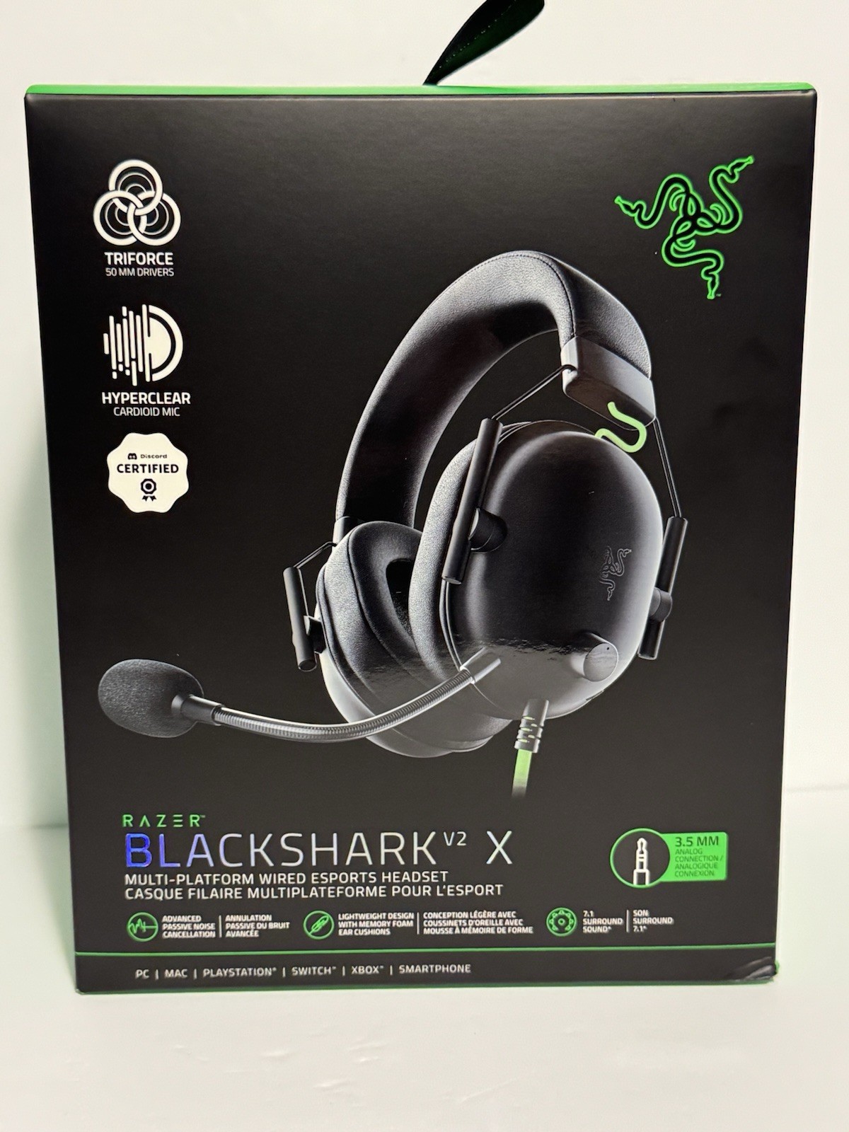 Razer BlackShark V2 X Wired Gaming Headset Xbox PC Switch 3.5mm Mic Noise Cancel