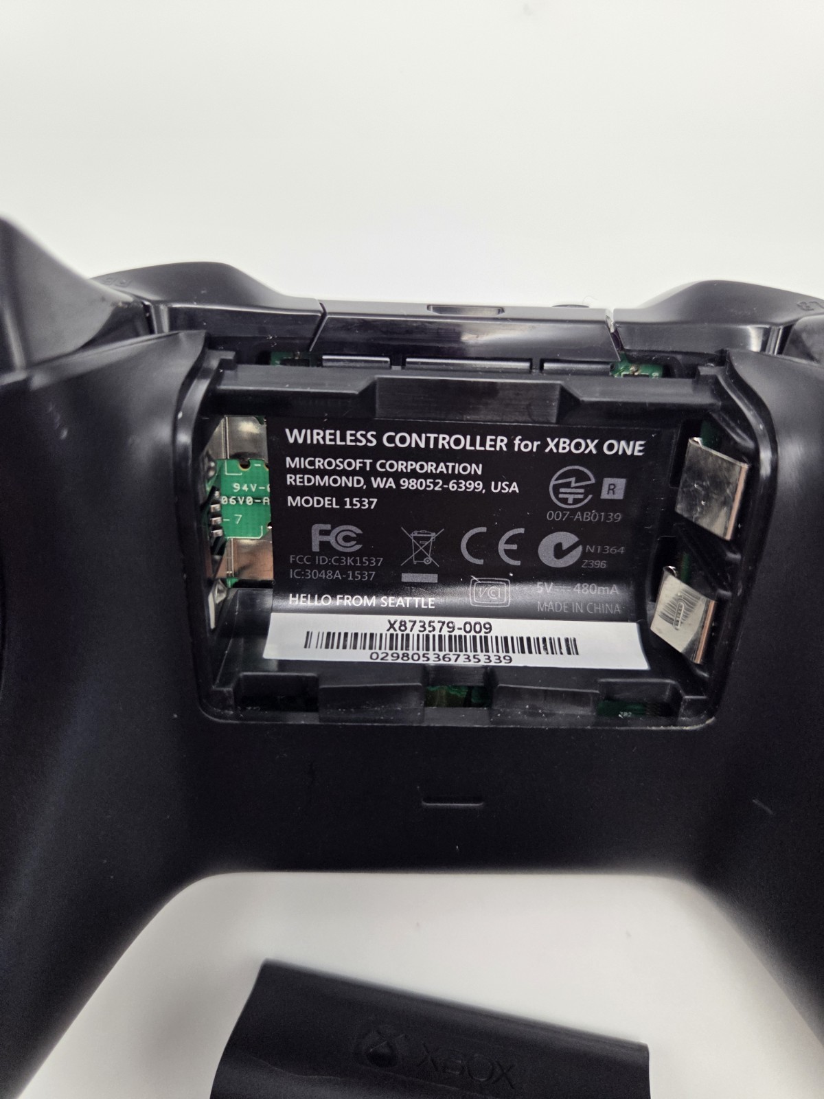 Xbox One Wireless Controller 1537 Black OEM Tested No Drift w/ Battery Cover