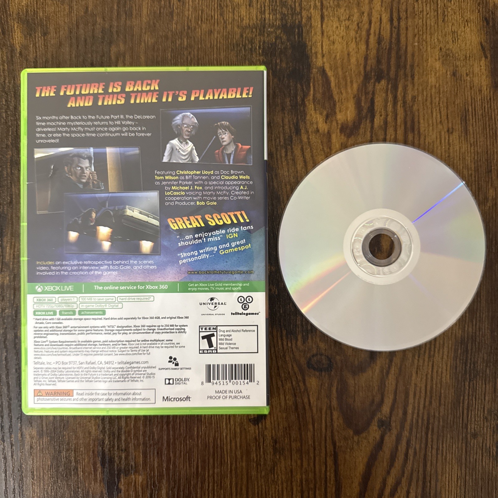 Back to the Future: The Game 30th Anniversary Edition Xbox 360 CIB Complete