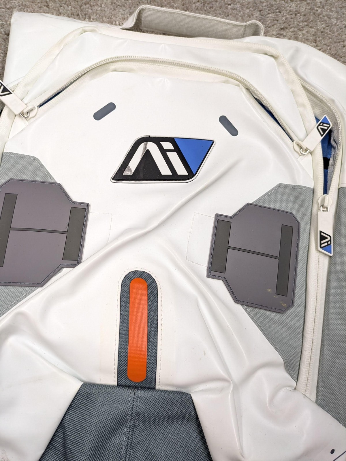 Mass Effect Andromeda Initiative Padded Backpack One Size White Gray Blue Orange