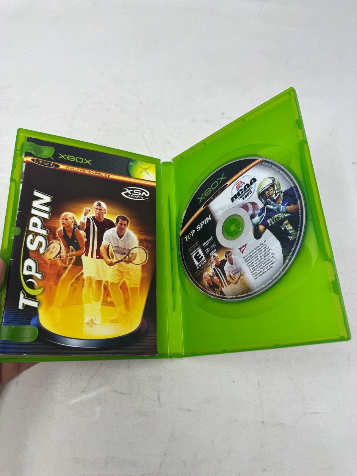 NCAA Football 2005 & Top Spin (XBOX) Tested Complete CIB