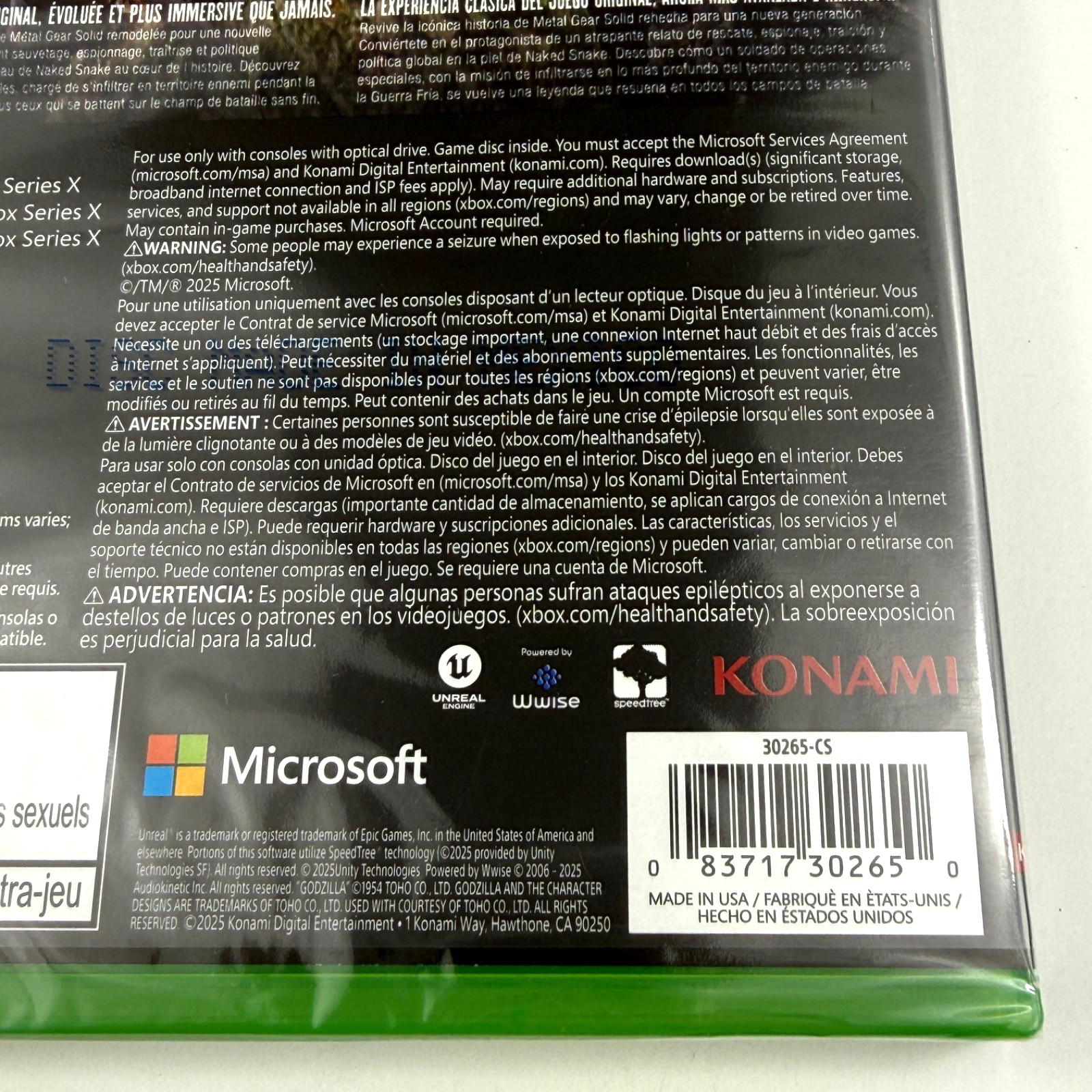 Metal Gear Solid Delta Snake Eater Tactical Edition Game Microsoft Xbox Series X