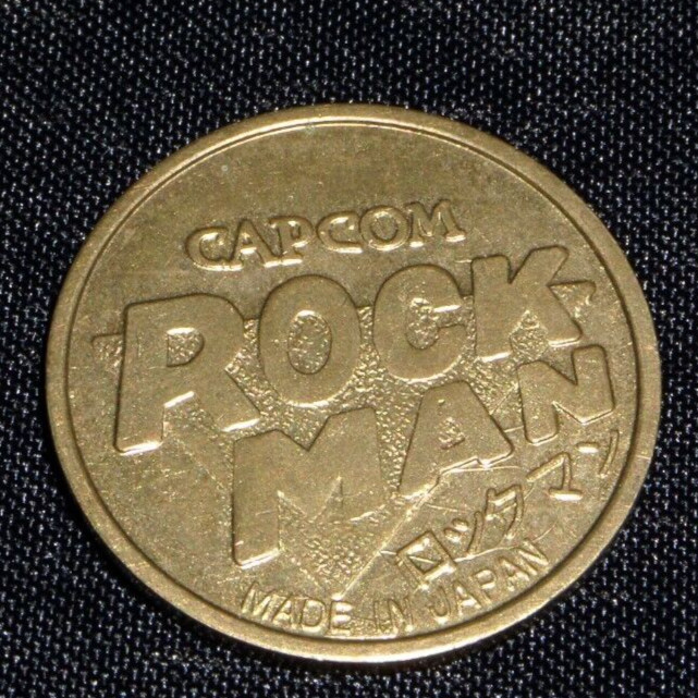 Vintage Capcom Rockman Mega Man Golden Metal Coin Medal