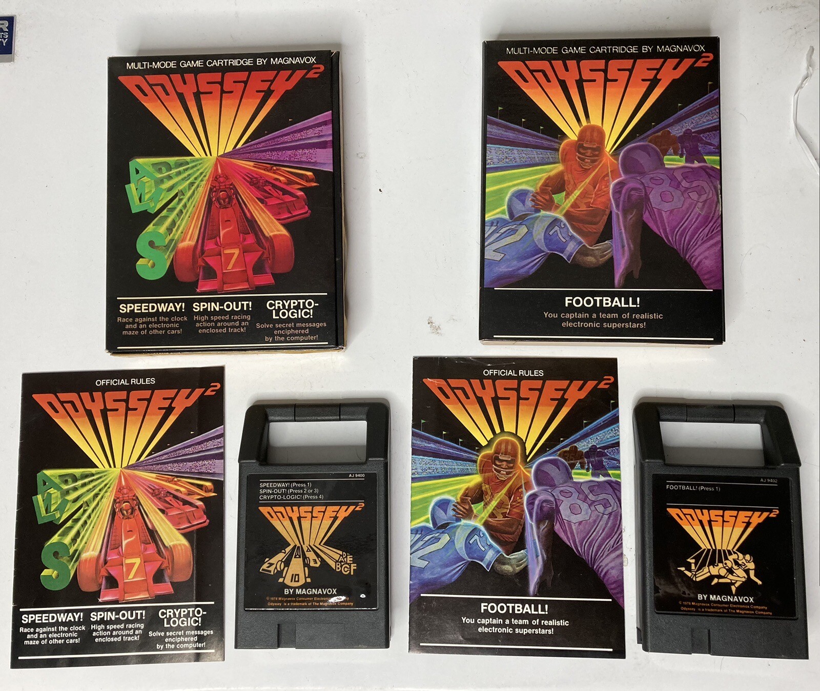 Magnavox Odyssey 2 Vintage Video Game Lot of 2 Football Crypto Logic Speedway