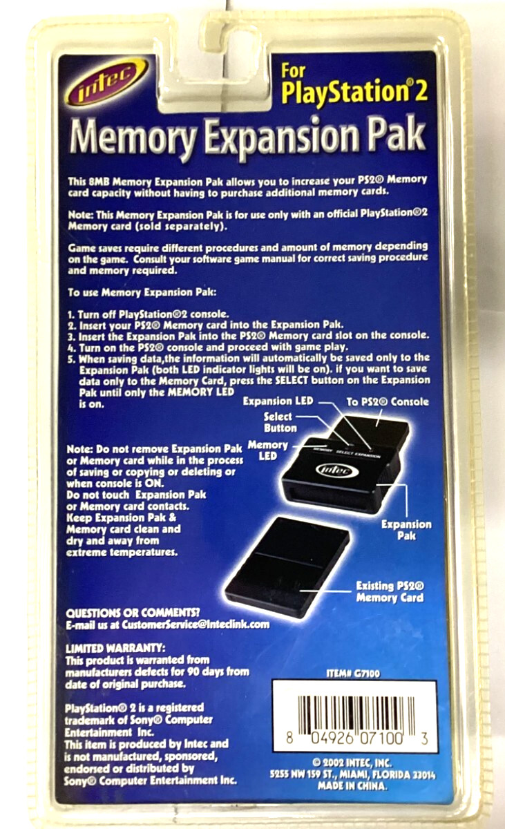 Intec 8MB Memory Expansion Pak Card PlayStation 2, NEW