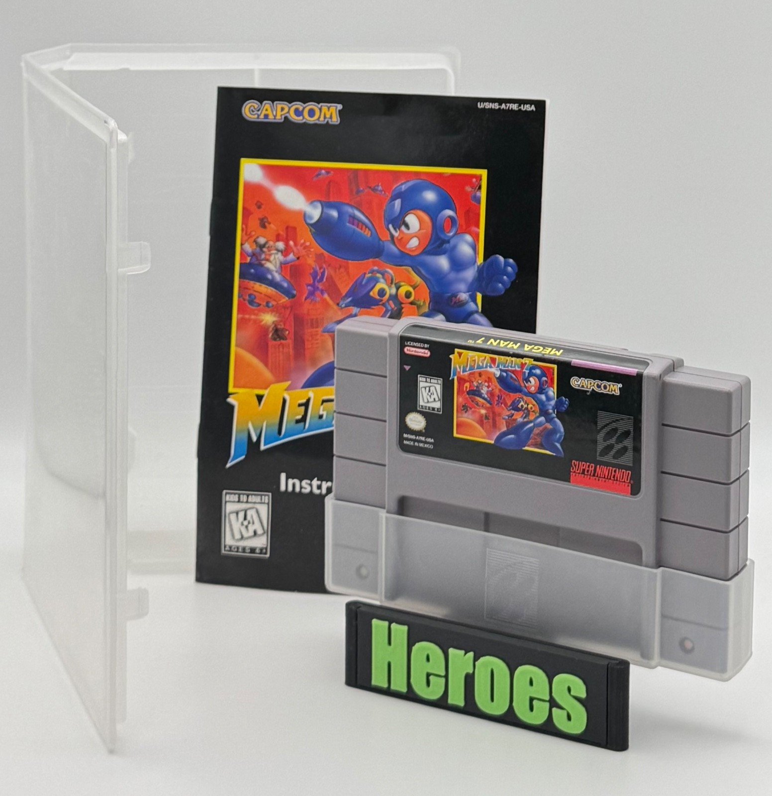 Super Nintendo SNES Mega Man 7, Game, Case, Instructions, Verified Working