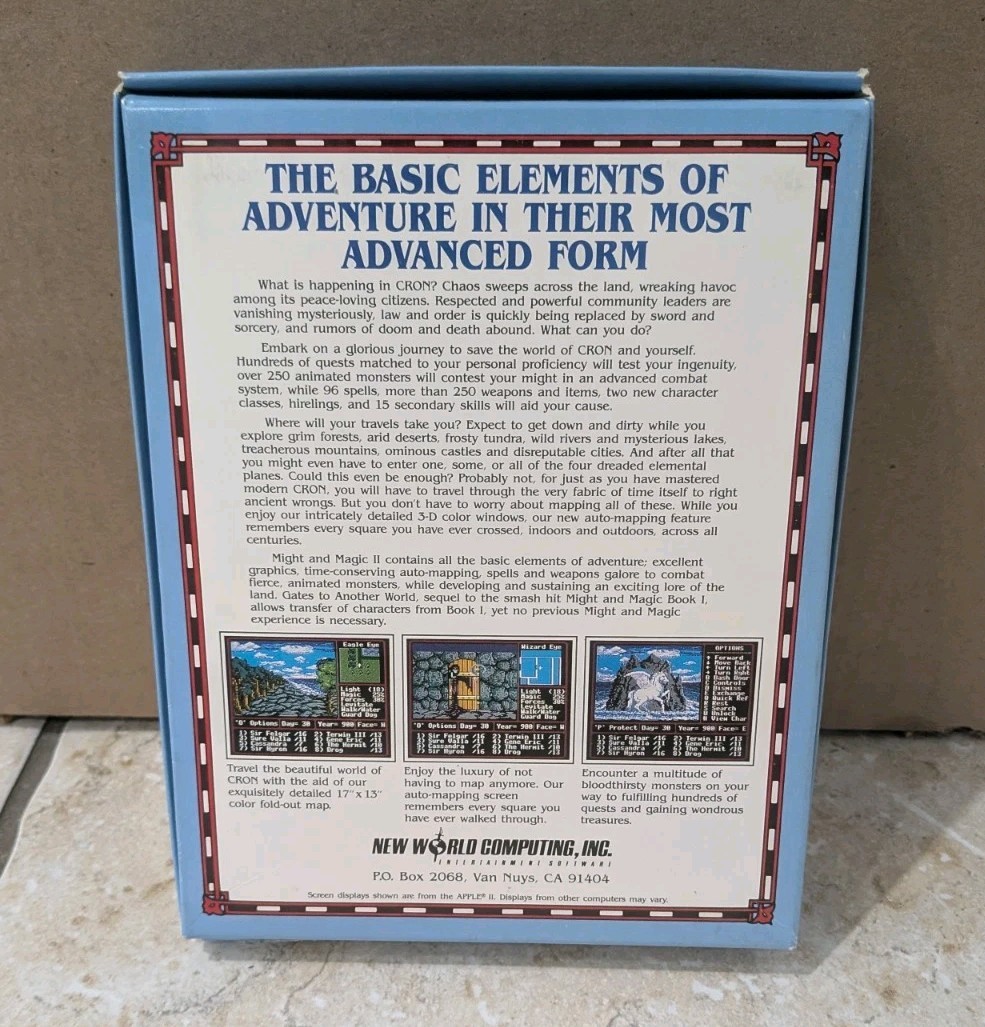 Might and Magic II 2 New World IBM PC Big Box Game 5.25″ – CIB