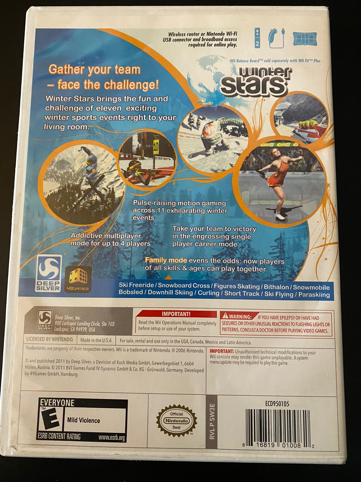 Winter Stars (Nintendo Wii, 2011) No Manual Tested & Working! Good Condition