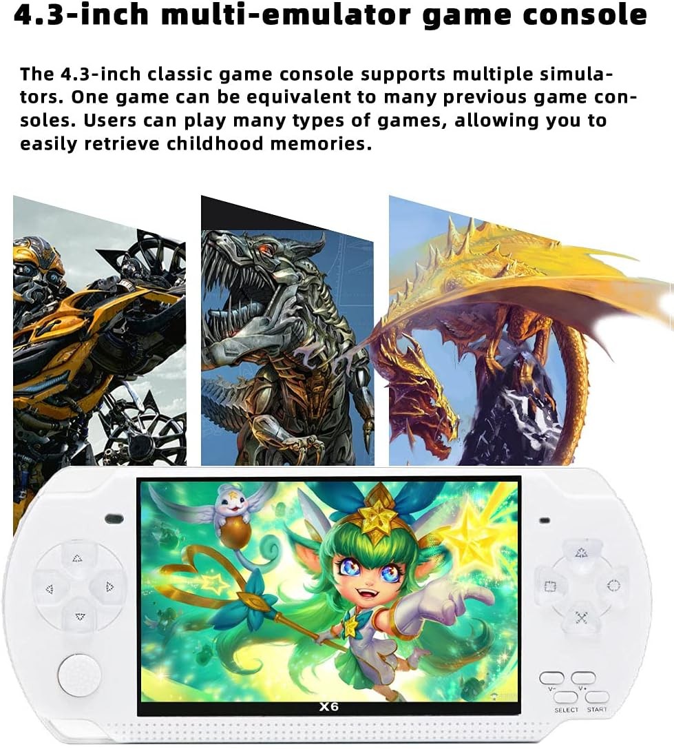 JXD X6 Handheld 4.3 Inch 2000 Games White MP3 TV Out