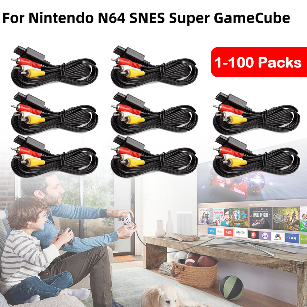 N64 SNES Gamecube RCA AV TV Audio Video Stereo Cable Cord For Nintendo 64 Lot