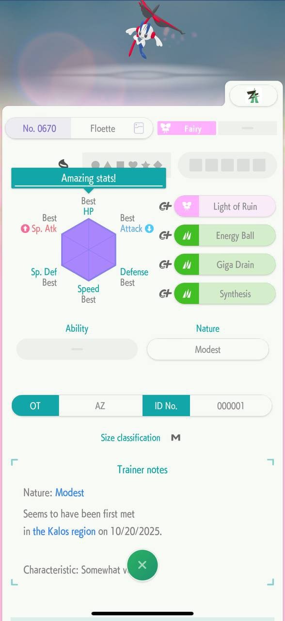 FLOETTE ETERNAL FLOWER🔥6IV NON SHINY POKÉMON HOME🔥Pokemon CHAMPIONS Legends ZA